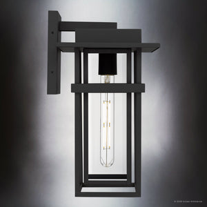 Urban Ambiance - Wall Sconce - UQL10311 Craftsman Outdoor Wall Sconce, 14.75''H x 8''W x 8.75''Dep, Earth Black Finish, Merridale Collection - 