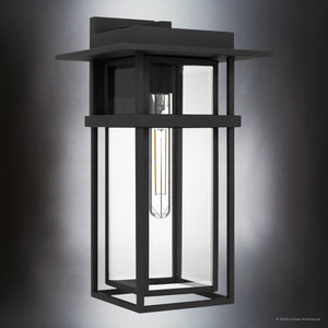 Urban Ambiance - Wall Sconce - UQL10312 Craftsman Outdoor Wall Sconce, 18''H x 10''W x 10.75''Dep, Earth Black Finish, Merridale Collection - 