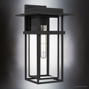 Urban Ambiance - Wall Sconce - UQL10312 Craftsman Outdoor Wall Sconce, 18''H x 10''W x 10.75''Dep, Earth Black Finish, Merridale Collection - 
