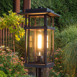 Urban Ambiance - Post Light - UQL10314 Craftsman Outdoor Post Light, 20.25''H x 10''W x 10''Dep, Earth Black Finish, Merridale Collection - 