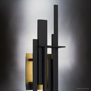 Urban Ambiance - Wall Sconce - UQL10320 Contemporary Outdoor Wall Sconce, 22''H x 6''W x 4''Dep, Earth Black Finish, Ironleigh Collection - 