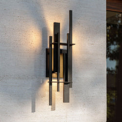 Urban Ambiance - Wall Sconce - UQL10321 Contemporary Outdoor Wall Sconce, 28''H x 7.5''W x 4''Dep, Earth Black Finish, Ironleigh Collection - 