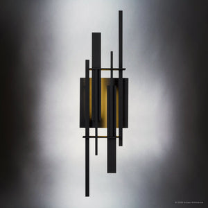 Urban Ambiance - Wall Sconce - UQL10321 Contemporary Outdoor Wall Sconce, 28''H x 7.5''W x 4''Dep, Earth Black Finish, Ironleigh Collection - 