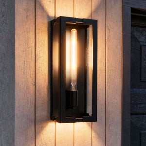 Urban Ambiance - Wall Sconce - UQL10331 Utilitarian Outdoor Wall Sconce, 18''H x 7''W x 5.5''Dep, Matte Black Finish, Penmarsh Collection - 