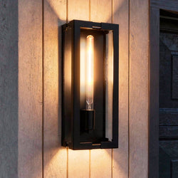 Urban Ambiance - Wall Sconce - UQL10331 Utilitarian Outdoor Wall Sconce, 18''H x 7''W x 5.5''Dep, Matte Black Finish, Penmarsh Collection - 