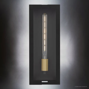 Urban Ambiance - Wall Sconce - UQL10331 Utilitarian Outdoor Wall Sconce, 18''H x 7''W x 5.5''Dep, Matte Black Finish, Penmarsh Collection - 