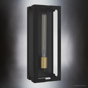 Urban Ambiance - Wall Sconce - UQL10331 Utilitarian Outdoor Wall Sconce, 18''H x 7''W x 5.5''Dep, Matte Black Finish, Penmarsh Collection - 