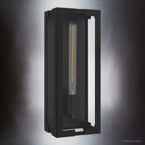 Urban Ambiance - Wall Sconce - UQL10331 Utilitarian Outdoor Wall Sconce, 18''H x 7''W x 5.5''Dep, Matte Black Finish, Penmarsh Collection - 