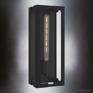 Urban Ambiance - Wall Sconce - UQL10331 Utilitarian Outdoor Wall Sconce, 18''H x 7''W x 5.5''Dep, Matte Black Finish, Penmarsh Collection - 