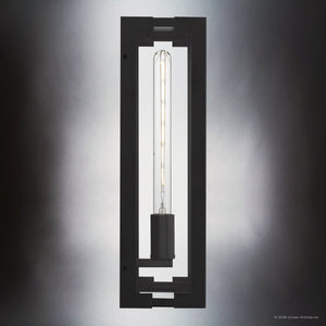 Urban Ambiance - Wall Sconce - UQL10331 Utilitarian Outdoor Wall Sconce, 18''H x 7''W x 5.5''Dep, Matte Black Finish, Penmarsh Collection - 