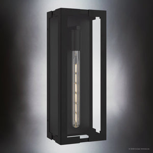 Urban Ambiance - Wall Sconce - UQL10331 Utilitarian Outdoor Wall Sconce, 18''H x 7''W x 5.5''Dep, Matte Black Finish, Penmarsh Collection - 