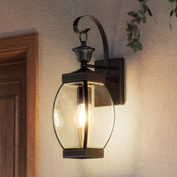 Urban Ambiance - Outdoor Wall Light - UQL1170 Colonial Outdoor Wall Light, 17"H x 5.5"W, Medieval Bronze Finish, Manchester Collection - 