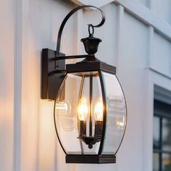 Urban Ambiance - Outdoor Wall Light - UQL1171 Colonial Outdoor Wall Light, 21"H x 7.5"W, Medieval Bronze Finish, Manchester Collection - 