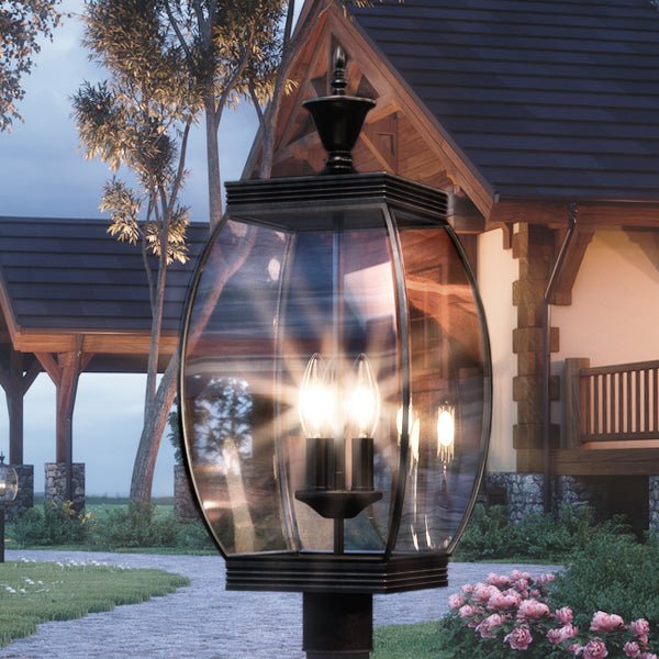 UQL1174 Colonial Outdoor Post Light, 22"H x 9"W, Medieval Bronze Finish, Manchester Collection