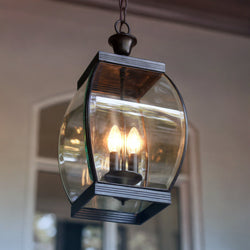 Urban Ambiance - Outdoor Pendant Light - UQL1176 Colonial Outdoor Pendant Light, 20.5"H x 9"W, Medieval Bronze Finish, Manchester Collection - 