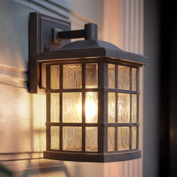 Urban Ambiance - Outdoor Wall Light - UQL1233 Craftsman Outdoor Wall Light, 13"H x 8"W, Parisian Bronze Finish, Zurich Collection - 