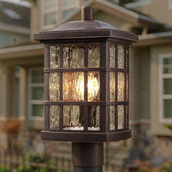 Urban Ambiance - Outdoor Post/Pier Light - UQL1247 Craftsman Outdoor Post Light, 16.5"H x 9.5"W, Parisian Bronze Finish, Zurich Collection - 
