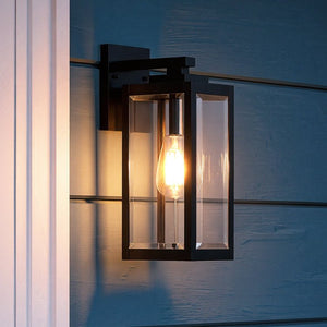 Urban Ambiance - Outdoor Wall Light - UQL1330 Farmhouse Outdoor Wall Light, 14.25"H x 5"W, Black Finish, Quincy Collection - 
