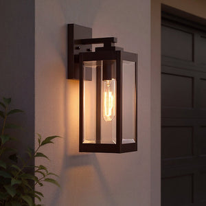 Urban Ambiance - Outdoor Wall Light - UQL1350 Modern Farmhouse Outdoor Wall Light, 14.25"H x 5"W, Estate Bronze Finish, Quincy Collection - 