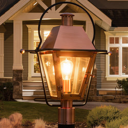 Urban Ambiance - Outdoor Post/Pier Light - UQL1380 Historic Outdoor Post/Pier Light, 22.75"H x 17.75"W, Rustic Copper Finish, Paris Collection -