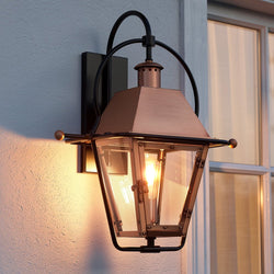 Urban Ambiance - Outdoor Wall Light - UQL1381 Historic Outdoor Wall Light, 22.5"H x 17.75"W, Rustic Copper Finish, Paris Collection - 