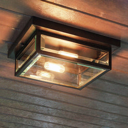 Urban Ambiance - Outdoor Ceiling Light - UQL1636 Modern Farmhouse Outdoor Ceiling 4''H x 12''W, Estate Bronze Finish, Quincy Collection - 