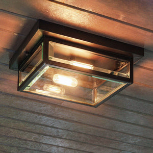 Urban Ambiance - Outdoor Ceiling Light - UQL1636 Modern Farmhouse Outdoor Ceiling 4''H x 12''W, Estate Bronze Finish, Quincy Collection -