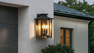 Urban Ambiance - Outdoor Wall Sconce - UQL1644 Craftsman Outdoor Wall Sconce 17''H x 10.75''W, Natural Black Finish, Peacehaven Collection, Marine-Grade Construction -
