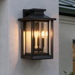 Urban Ambiance - Outdoor Wall Sconce - UQL1644 Craftsman Outdoor Wall Sconce 17''H x 10.75''W, Natural Black Finish, Peacehaven Collection, Marine-Grade Construction -