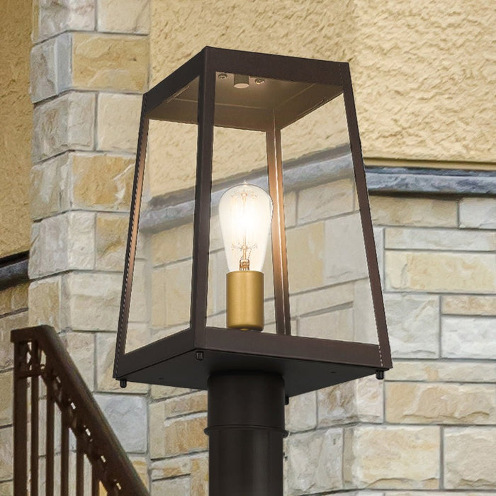 UQL1730 Modern Outdoor Post Light, 15.75''H x 8.50''W x 8.50''D, Western Bronze Finish, Steele Collection