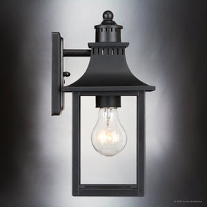 Urban Ambiance - Wall Sconce - UQL1751 Vintage Outdoor Wall Sconce, 11.25''H x 5.50''W x 6.25''D, Mystic Black Finish, Viersen Collection - 
