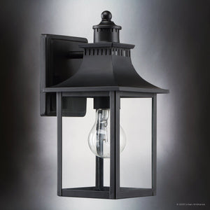 Urban Ambiance - Wall Sconce - UQL1751 Vintage Outdoor Wall Sconce, 11.25''H x 5.50''W x 6.25''D, Mystic Black Finish, Viersen Collection - 
