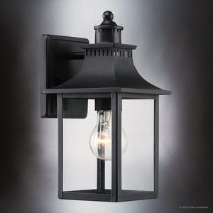 Urban Ambiance - Wall Sconce - UQL1751 Vintage Outdoor Wall Sconce, 11.25''H x 5.50''W x 6.25''D, Mystic Black Finish, Viersen Collection - 