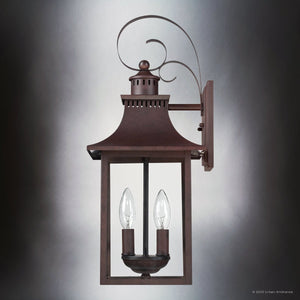 Urban Ambiance - Wall Sconce - UQL1752 English Country Outdoor Wall Sconce, 19.00''H x 8.00''W x 8.75''D, Copper Bronze Finish, Viersen Collection - 