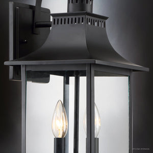 Urban Ambiance - Wall Sconce - UQL1753 English Country Outdoor Wall Sconce, 19.00''H x 8.00''W x 8.75''D, Mystic Black Finish, Viersen Collection - 