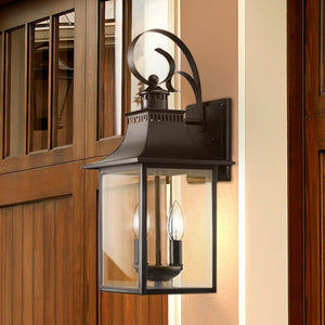 Urban Ambiance - Wall Sconce - UQL1753 English Country Outdoor Wall Sconce, 19.00''H x 8.00''W x 8.75''D, Mystic Black Finish, Viersen Collection -