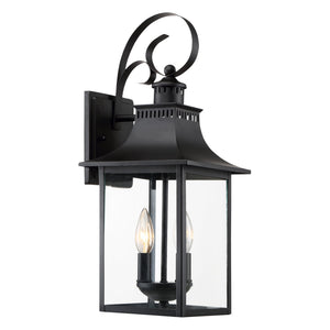 Urban Ambiance - Wall Sconce - UQL1753 English Country Outdoor Wall Sconce, 19.00''H x 8.00''W x 8.75''D, Mystic Black Finish, Viersen Collection - 