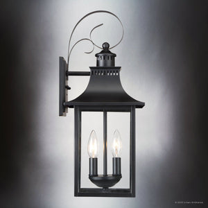 Urban Ambiance - Wall Sconce - UQL1753 English Country Outdoor Wall Sconce, 19.00''H x 8.00''W x 8.75''D, Mystic Black Finish, Viersen Collection - 