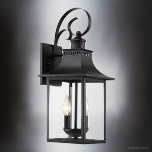 Urban Ambiance - Wall Sconce - UQL1753 English Country Outdoor Wall Sconce, 19.00''H x 8.00''W x 8.75''D, Mystic Black Finish, Viersen Collection - 