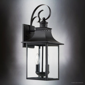 Urban Ambiance - Wall Sconce - UQL1753 English Country Outdoor Wall Sconce, 19.00''H x 8.00''W x 8.75''D, Mystic Black Finish, Viersen Collection - 