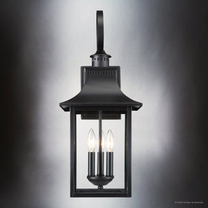 Urban Ambiance - Wall Sconce - UQL1755 English Country Outdoor Wall Sconce, 22.00''H x 9.00''W x 9.75''D, Mystic Black Finish, Viersen Collection - 