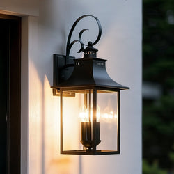 Urban Ambiance - Outdoor Wall Sconce - UQL1755 English Country Outdoor Wall Sconce, 22.00''H x 9.00''W x 9.75''D, Mystic Black Finish, Viersen Collection -