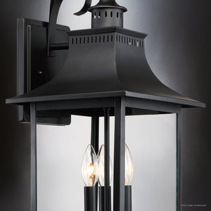 Urban Ambiance - Wall Sconce - UQL1755 English Country Outdoor Wall Sconce, 22.00''H x 9.00''W x 9.75''D, Mystic Black Finish, Viersen Collection - 