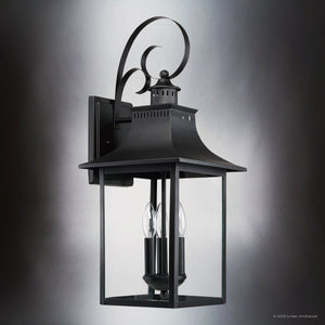 Urban Ambiance - Wall Sconce - UQL1755 English Country Outdoor Wall Sconce, 22.00''H x 9.00''W x 9.75''D, Mystic Black Finish, Viersen Collection - 