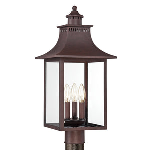 Urban Ambiance - Post Light - UQL1756 Vintage Outdoor Post Light, 21.75''H x 10.00''W x 10.00''D, Copper Bronze Finish, Viersen Collection - 