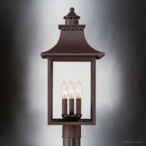 Urban Ambiance - Post Light - UQL1756 Vintage Outdoor Post Light, 21.75''H x 10.00''W x 10.00''D, Copper Bronze Finish, Viersen Collection - 