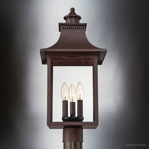 Urban Ambiance - Post Light - UQL1756 Vintage Outdoor Post Light, 21.75''H x 10.00''W x 10.00''D, Copper Bronze Finish, Viersen Collection - 
