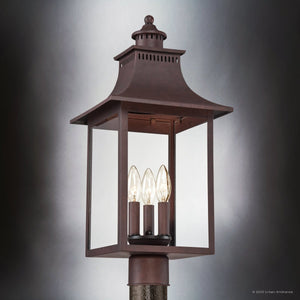 Urban Ambiance - Post Light - UQL1756 Vintage Outdoor Post Light, 21.75''H x 10.00''W x 10.00''D, Copper Bronze Finish, Viersen Collection - 