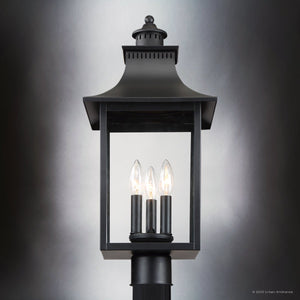 Urban Ambiance - Post Light - UQL1757 Vintage Outdoor Post Light, 21.75''H x 10.00''W x 10.00''D, Mystic Black Finish, Viersen Collection - 