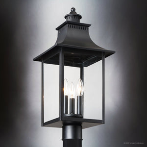 Urban Ambiance - Post Light - UQL1757 Vintage Outdoor Post Light, 21.75''H x 10.00''W x 10.00''D, Mystic Black Finish, Viersen Collection - 